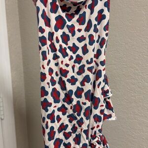 Posh Peanut Red and Blue Leopard Print Bodysuit